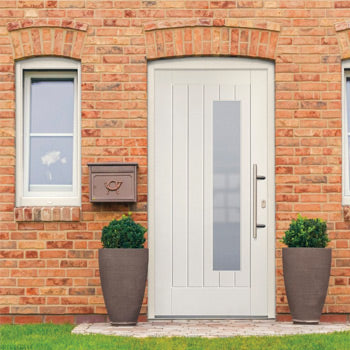front door with plants