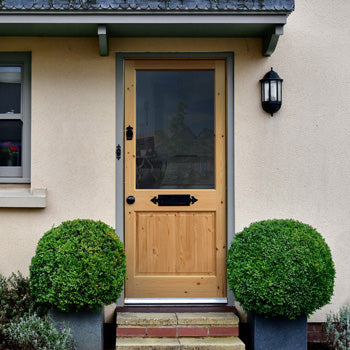 front door with plants