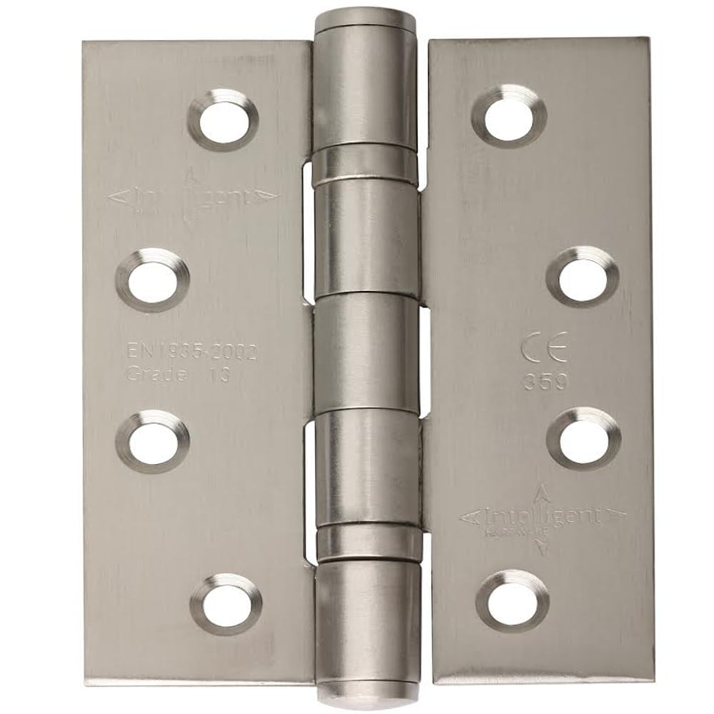 100mm (4'') CE13 Fire Rated Ball Bearing Butt Hinge Pair - Satin Stainless Steel (47227)