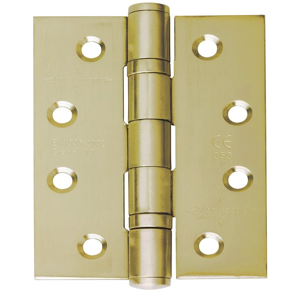100mm (4'') CE13 Fire Rated Ball Bearing Butt Hinge Pair - Electro Brass (47229)