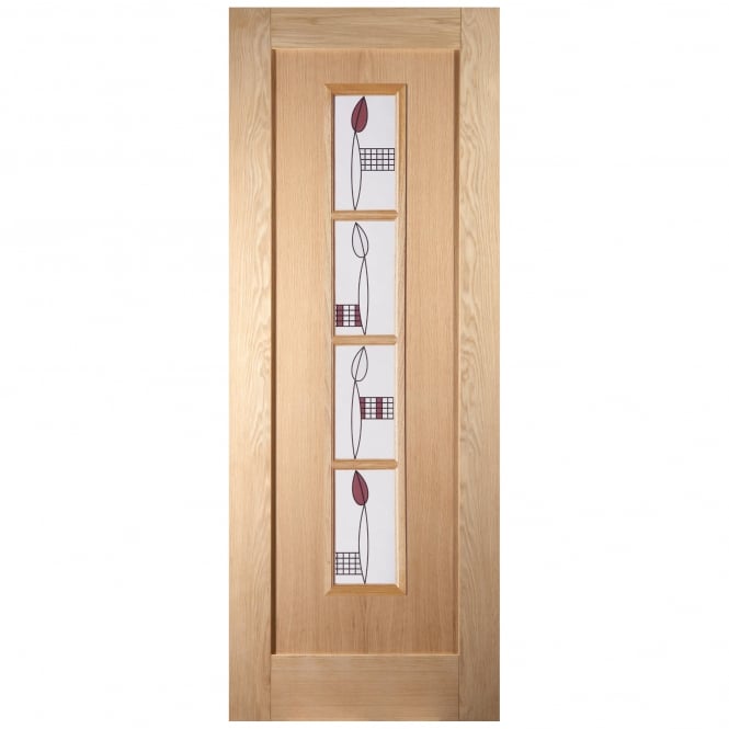 Oak Internal Unfinished Mackintosh 4 Light Decorative Glass Door (121682)
