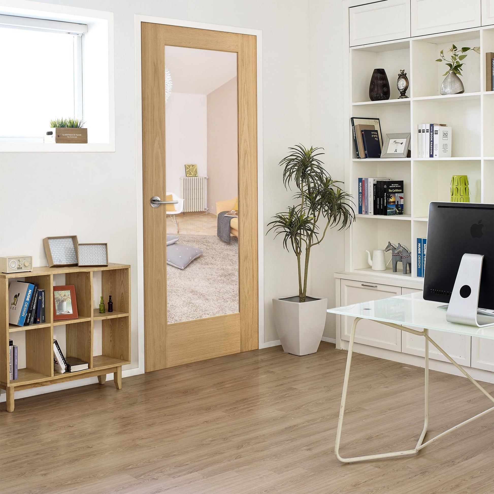 Internal Oak Fully Finished Pattern 10 1L Clear Glass Door (LIBOAKP10CG)