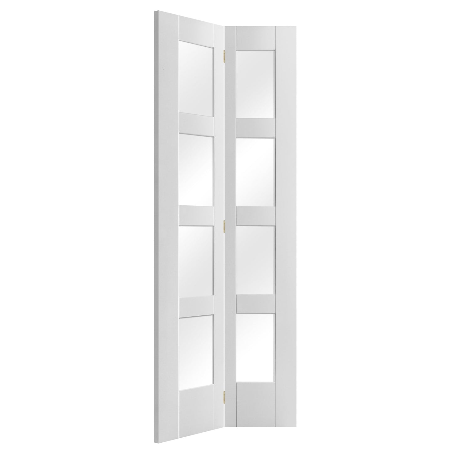 White Internal Primed Bi-fold Shaker 8 Light Clear Glass Door (51778)