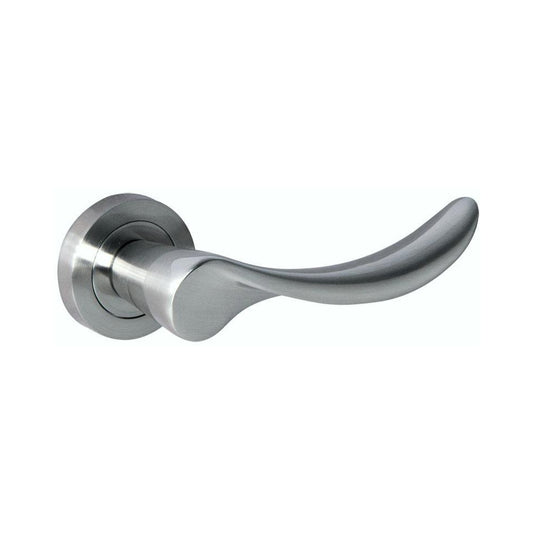 Mediterranean Malaga Round Lever Door Handle - Satin Nickel (52092)