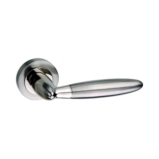 Mediterranean Gibraltar Round Lever Door Handle - Satin Nickel & Polished Nickel (52087)