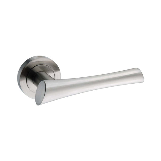 Mediterranean Cosica Round Lever Door Handle - Satin Nickel (52084)