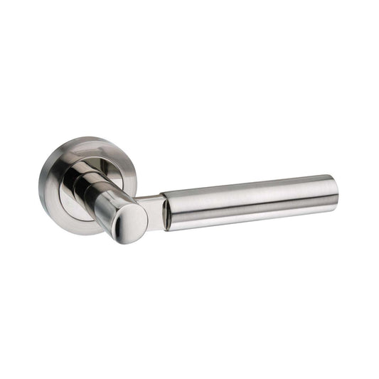 Mediterranean Palermo Round Lever Door Handle - Satin Nickel & Polished Nickel (52100)