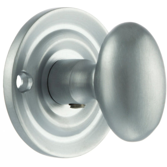 Old English Oval WC Turn & Release On Round Rose, Satin Chrome (OEOWCSC)