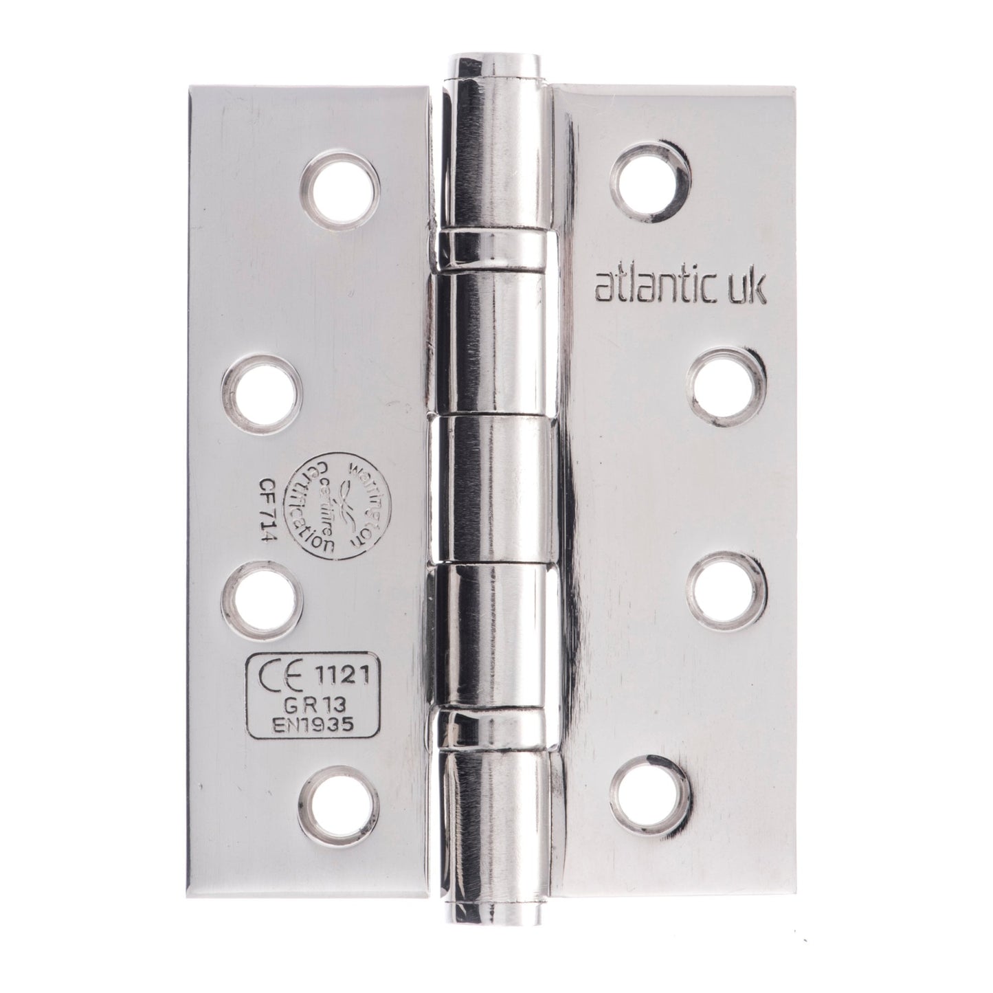 102mm (4") CE13 Fire Rated Ball Bearing Hinge Pair - Polished Stainless Steel (67891)