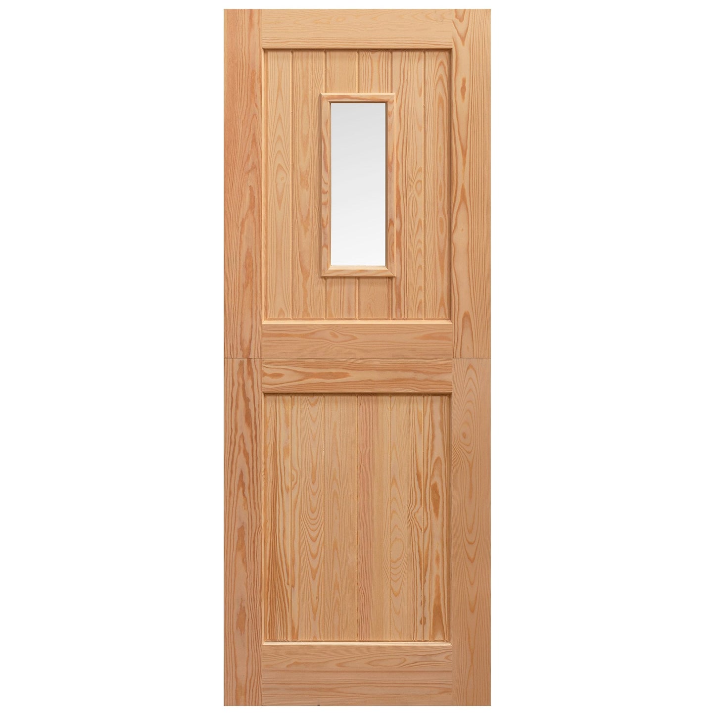 External Solid Pine Unfinished 2P 1L Clear Glass Stable Door (LOLSD)