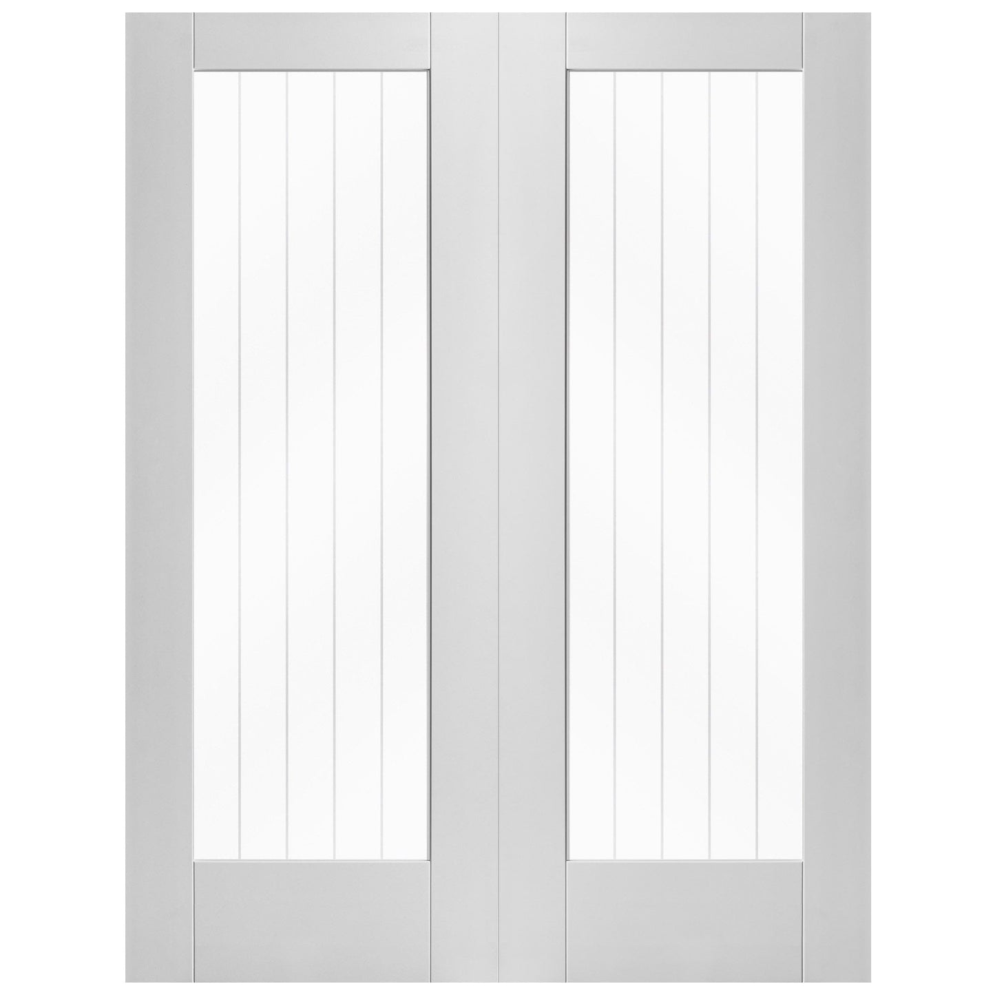 White Internal Primed Cottage 1 Light Obscure Lined Clear Glass Pair Door (85817)