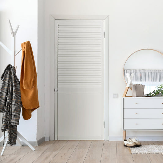 White Internal Painted Half-Shaker Louvre Wardrobe Cupboard Door (106424)