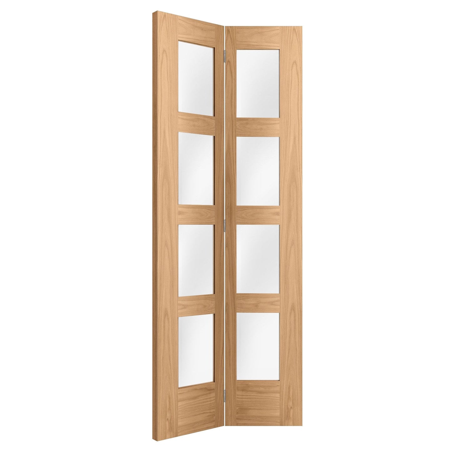 Oak Internal Unfinished Bi-fold Shaker 4 Light Clear Glass Door (108134)