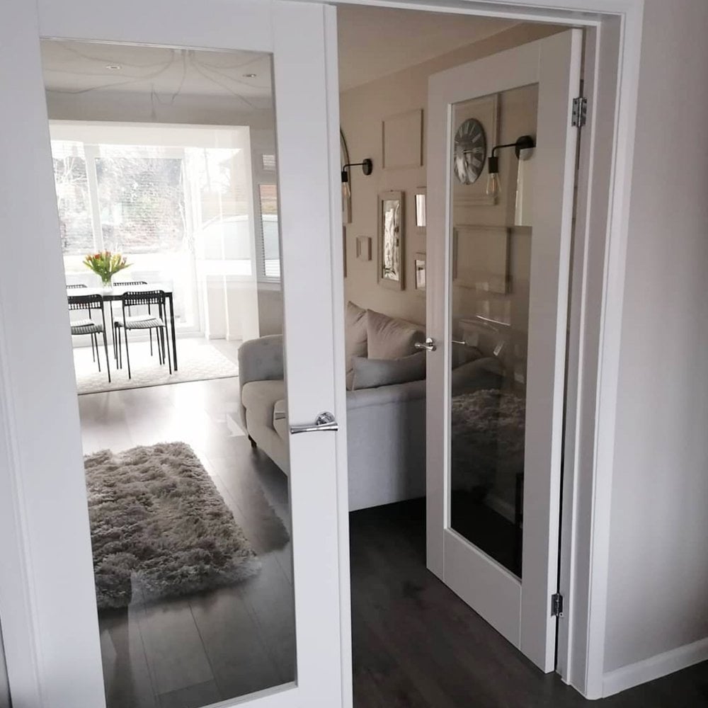 White Internal Primed Pattern 10 Clear Glass Door (51770)