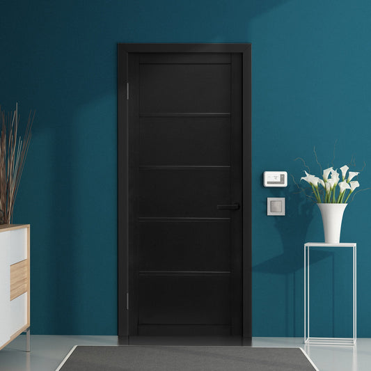 Graphite Black Internal Fully Finished Industrial Studio 5 Panel Door (105838)
