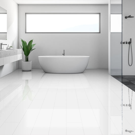 White - Lustre SPC 6mm High Gloss Rigid Core Vinyl Flooring (109179)