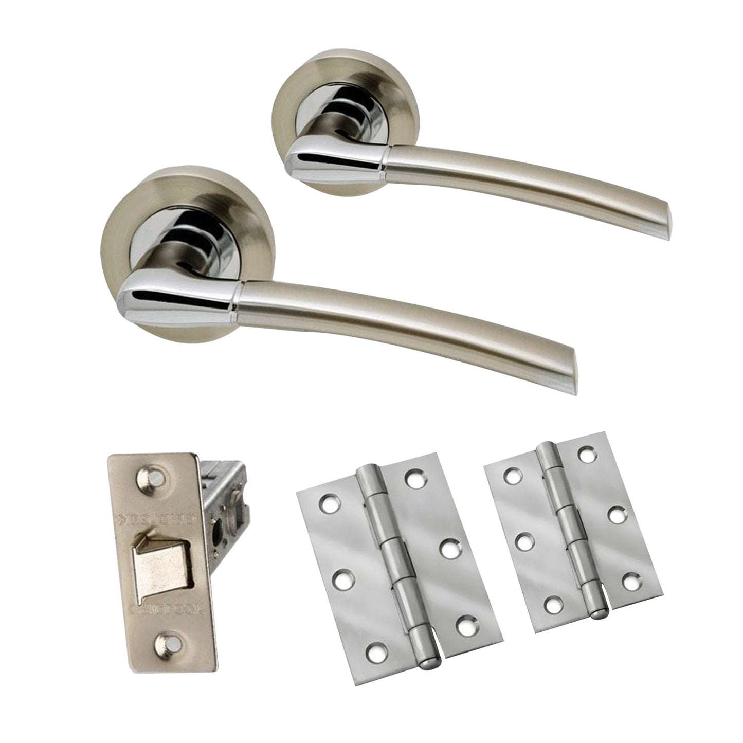 Designer Zoom Lever On Round Rose Handle Pack - Polished Chrome & Satin Nickel (74190)