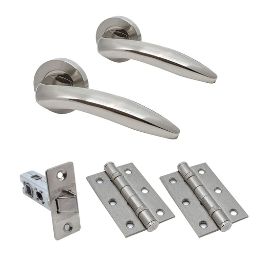 Premium Lancer Lever On Round Rose Handle Pack - Two-Tone Nickel (76720)