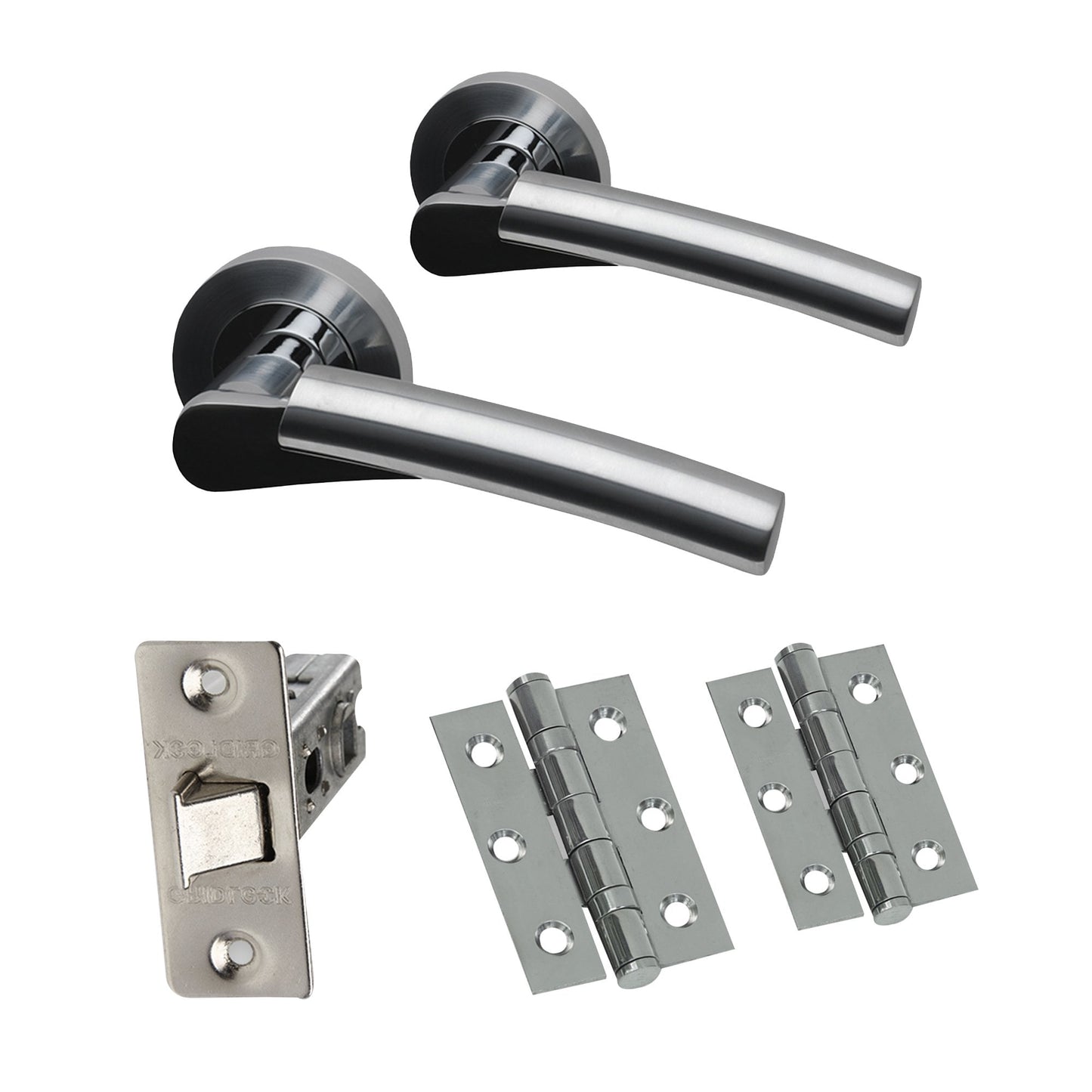 Premium Ruby Lever On Round Rose Handle Pack - Two-Tone Chrome (46324)