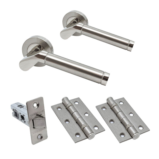 Premium Ventura Lever On Round Rose Handle Pack - Two-Tone Satin (76726)