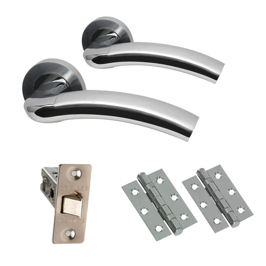 Premium Jade Lever On Round Rose Fire Rated Handle Pack - Two-Tone Chrome (47280)