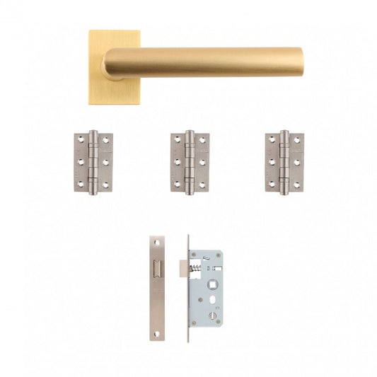 Ares Satin Brass Square Rose Handle Pack (115607)