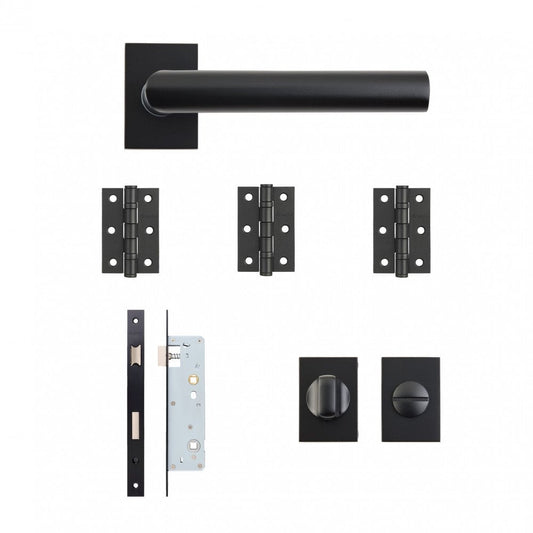 Ares Matt Black Square Rose Bathroom Handle Pack (115604)