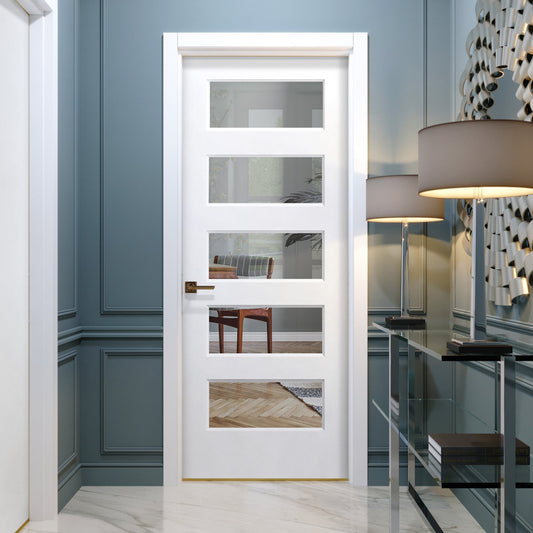 White Internal Primed 5 Light Clear Glass Harlem Door (116662)