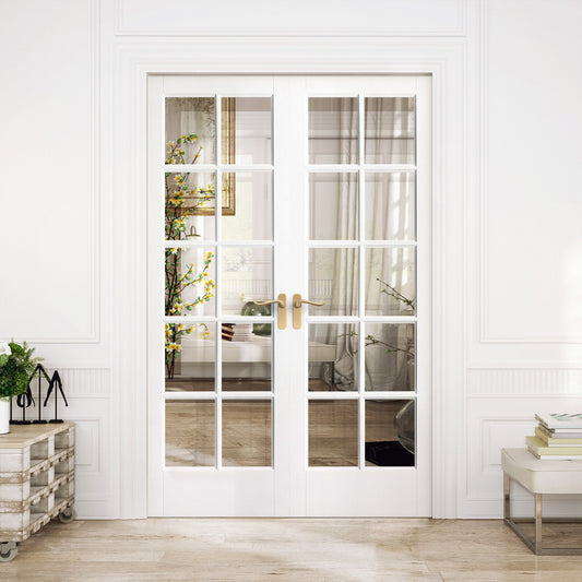 White Internal Primed SA 10 Light Clear Glass Pair Door (108513)