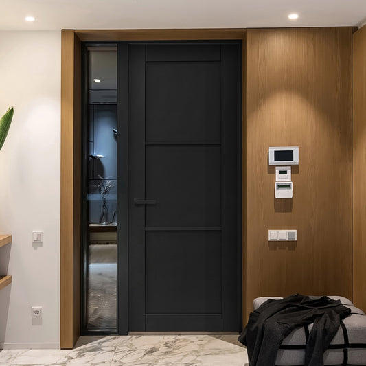 Black Internal Fully Finished Industrial Studio 3 Panel FD30 Fire Door (117819)