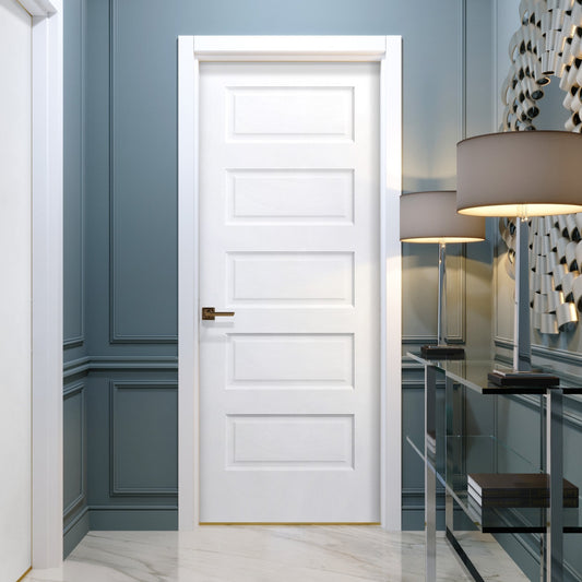 White Internal Primed 5 Panel Harlem Fire Door (116661)