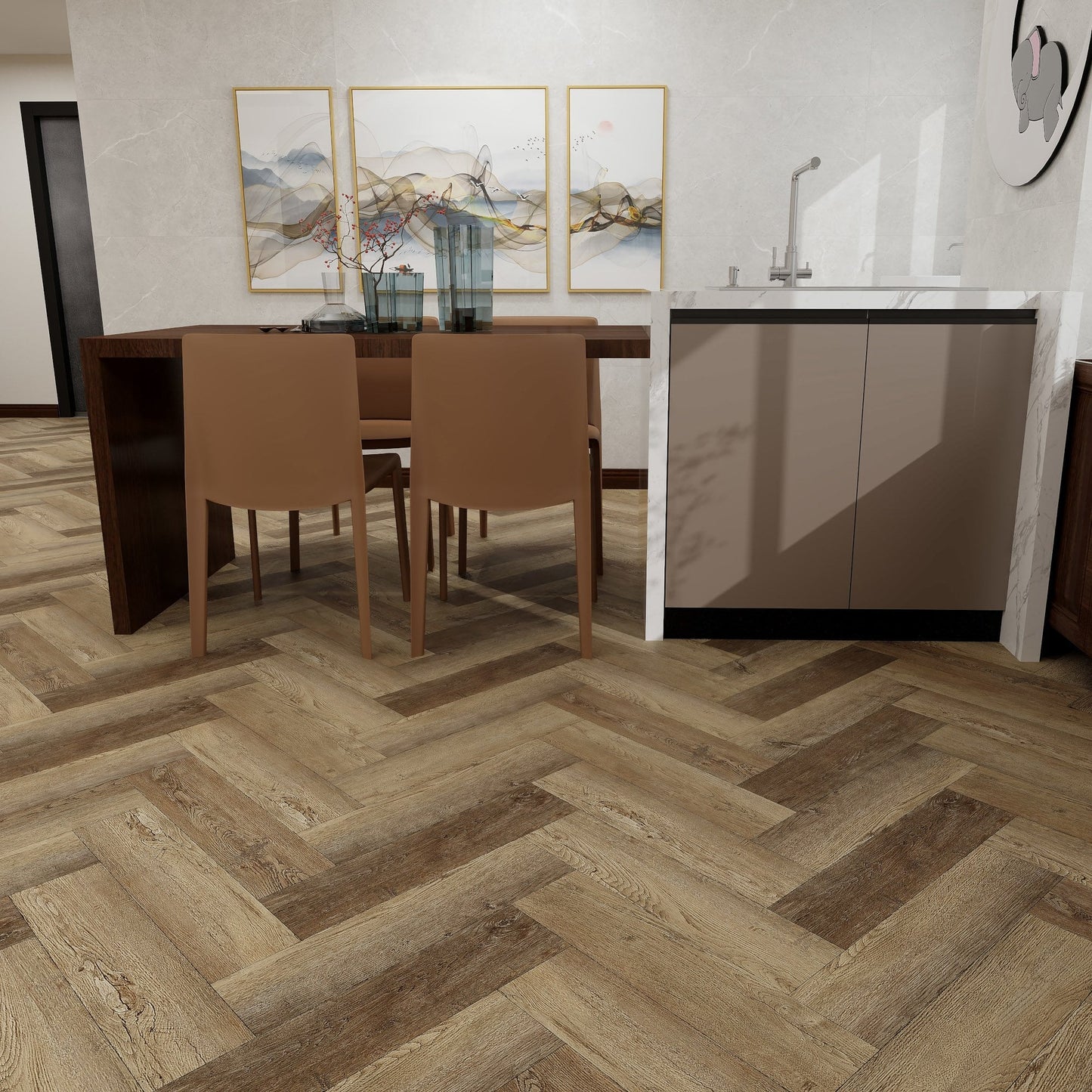 Liberty Floors | 5.5mm Herringbone Farmhouse Oak Engineered Sample - SKU-305106 - SPC-HB-003
