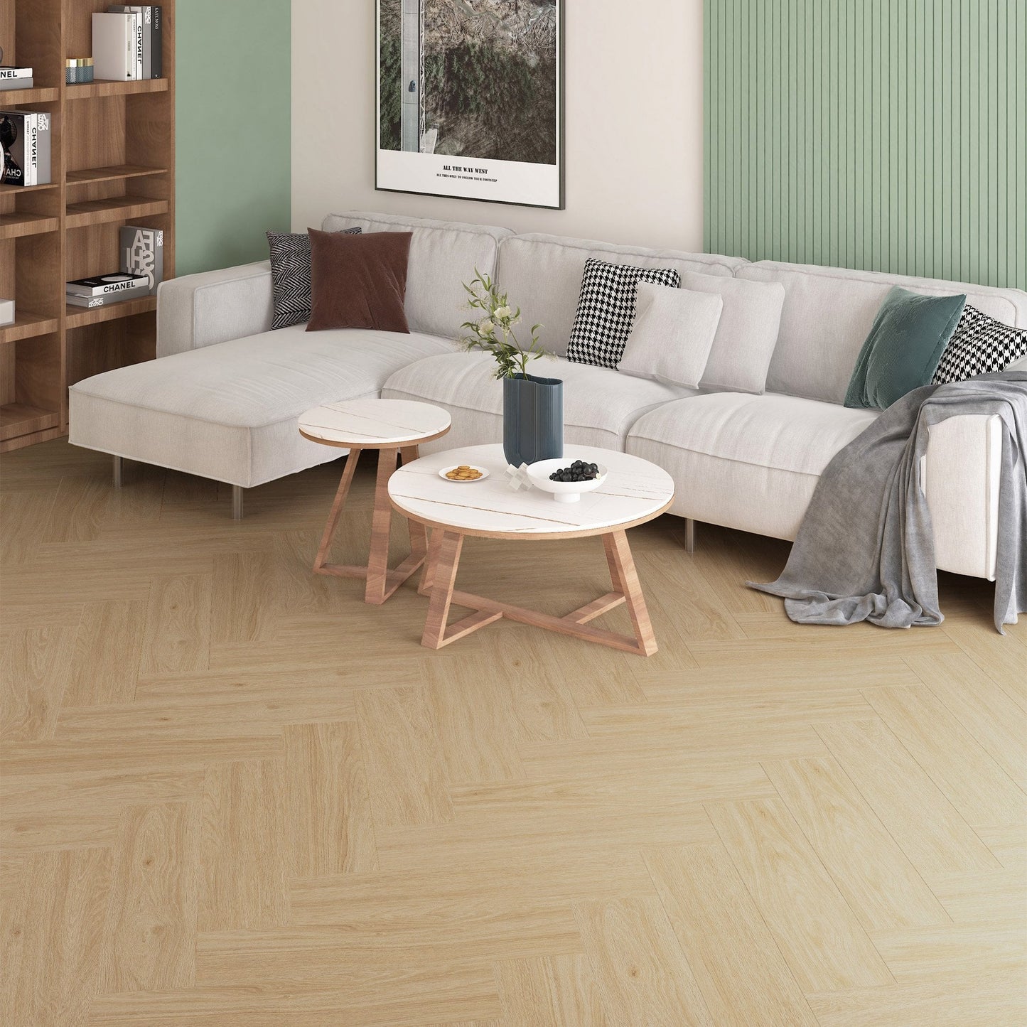 Liberty Floors | 5.5mm Herringbone Prime Oak Engineered Sample - SKU-307818-SAMPLE - SPC-HB-009