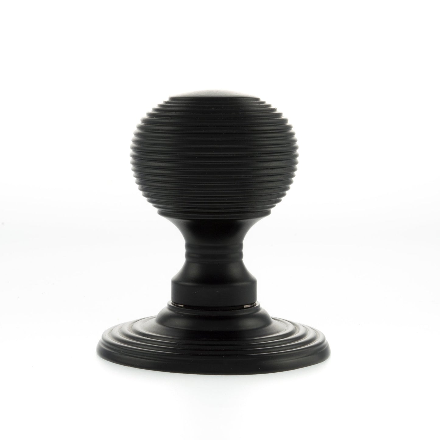 Old English Ripon Reeded Round Mortice Door Knob - Matt Black (118623)