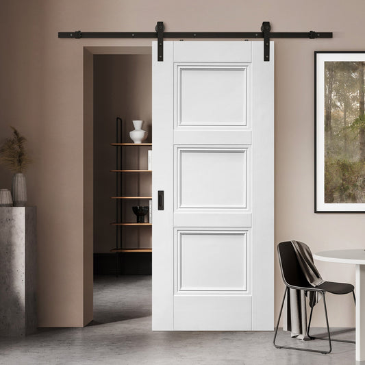 White Internal Primed Elegance Ripley Sliding Door - Black Face Mounted (119992)