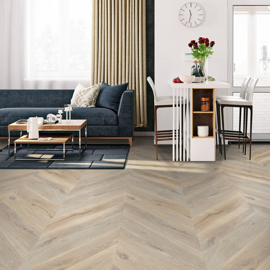 White Oak Smoked - Chevron 15mm Brushed UV oil Engineered Real Wood Flooring (119851)