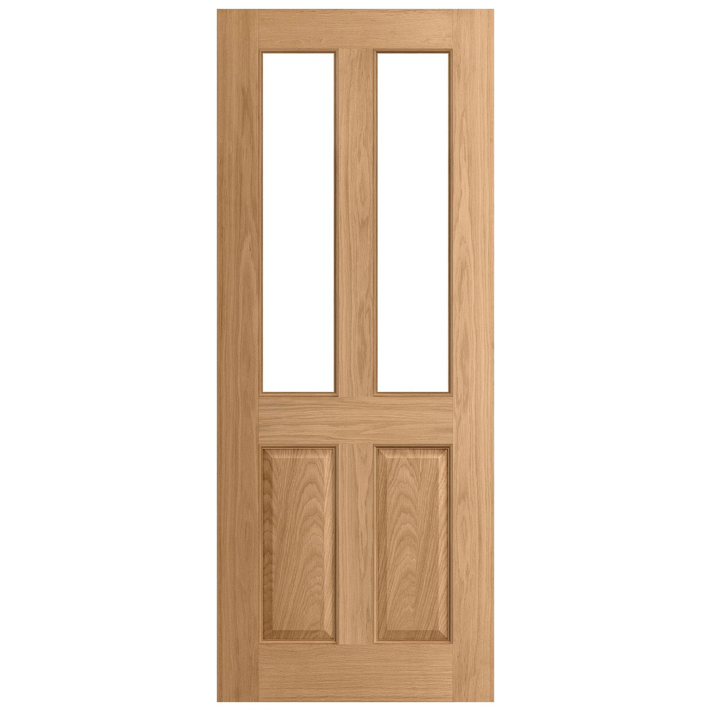 Oak External Unfinished 4 Panel 2 Light Clear Glass Door (EXTOAK4PCG)