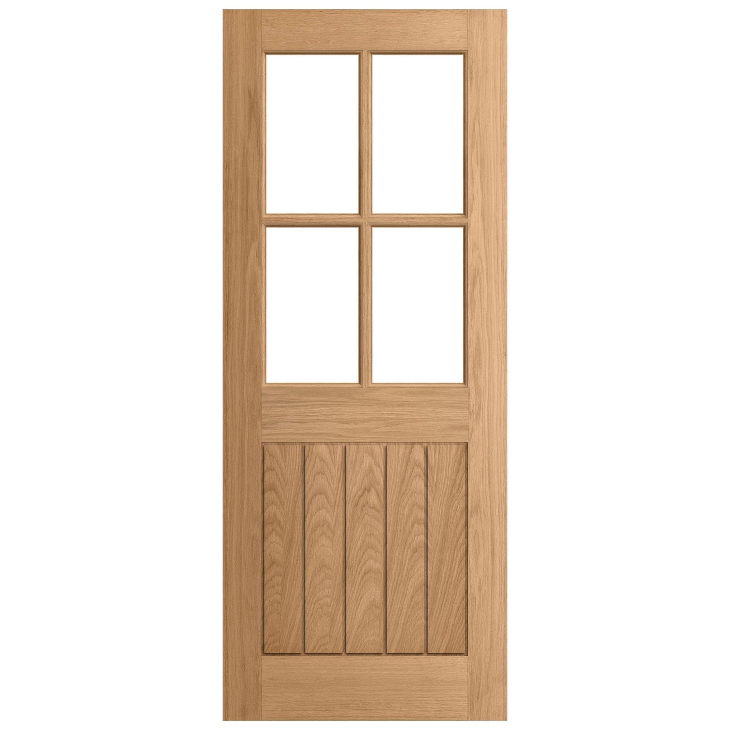 Oak External Unfinished Farley 4 Light Clear Glass Door (EEXTOAKFAR4LCG)