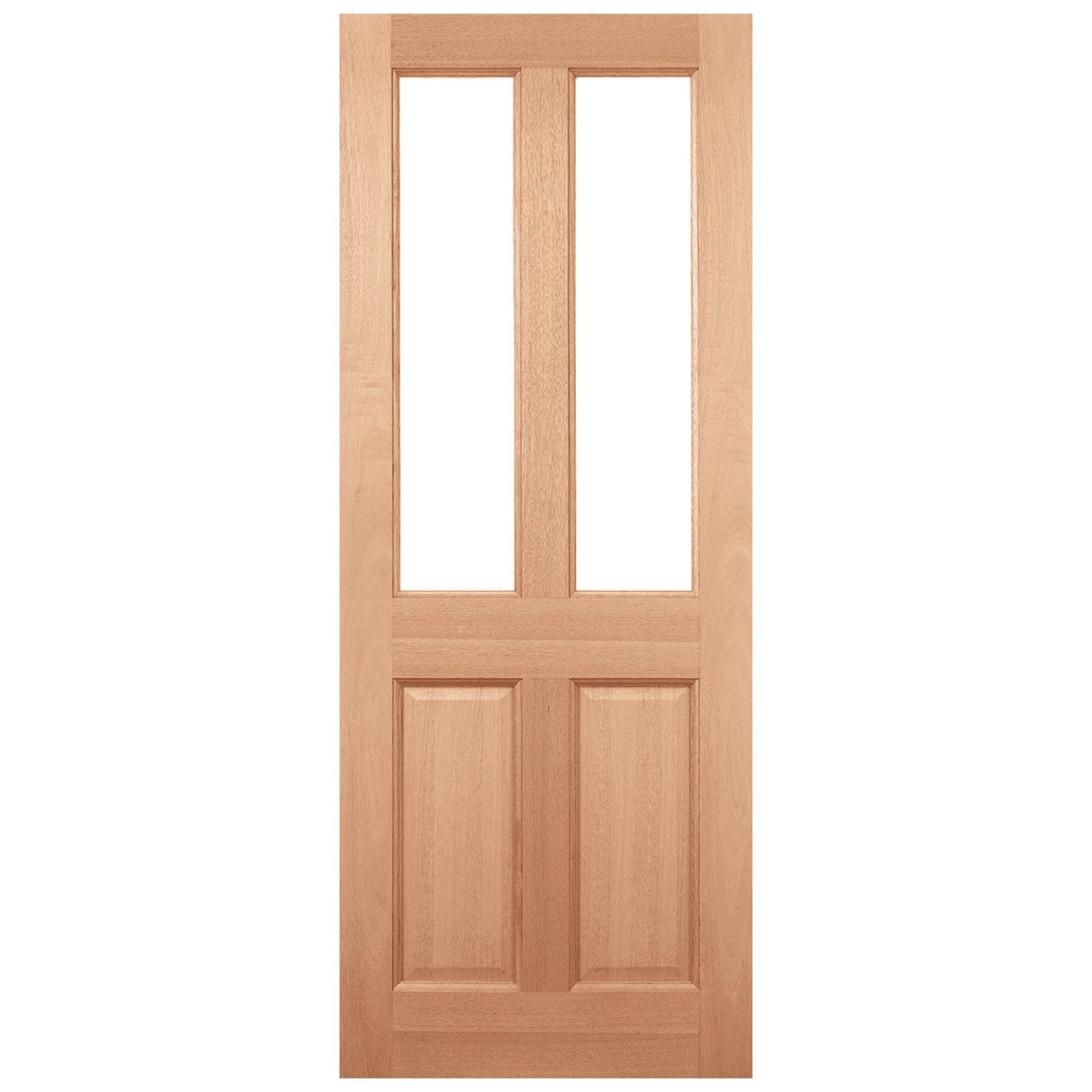 Hardwood External Unfinished 4 Panel 2 Light Clear Glass Door (EXTHW4PCG)