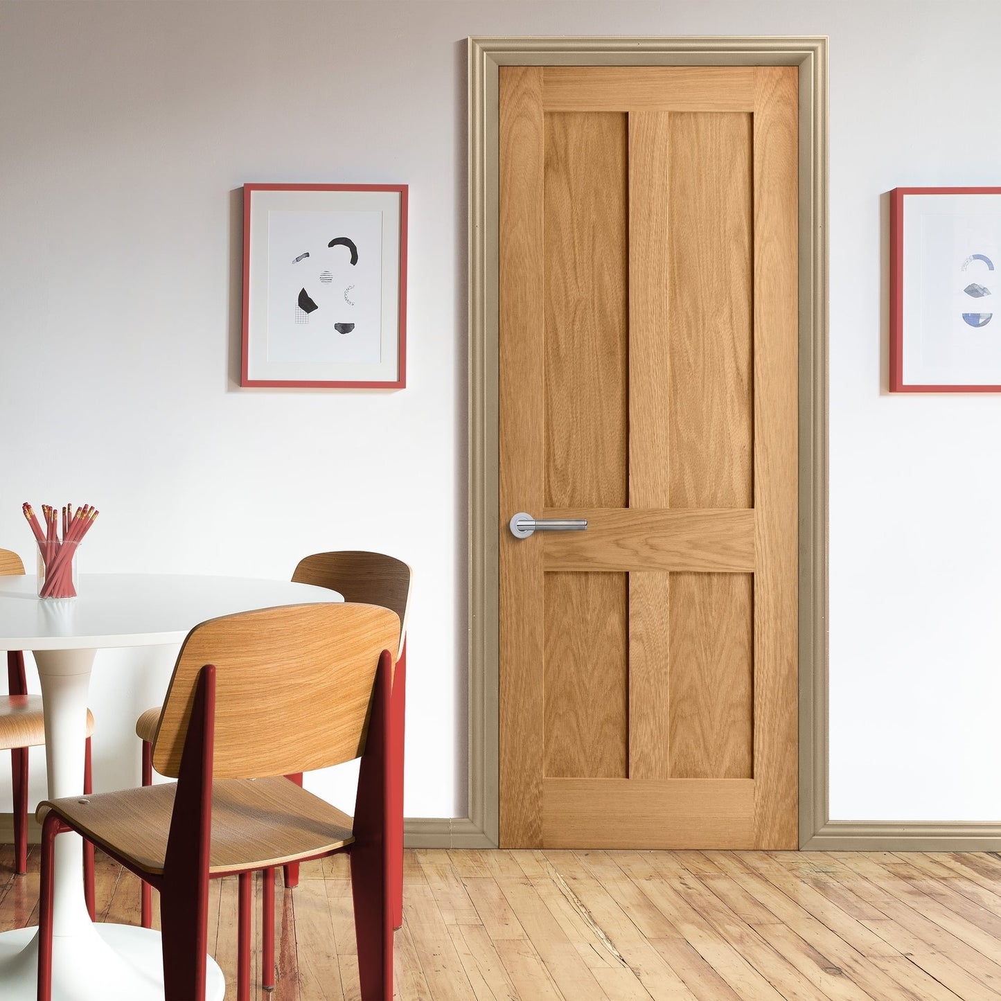 Oak Internal Unfinished Victorian 4 Panel Flat Made-to-Measure Door (120476)