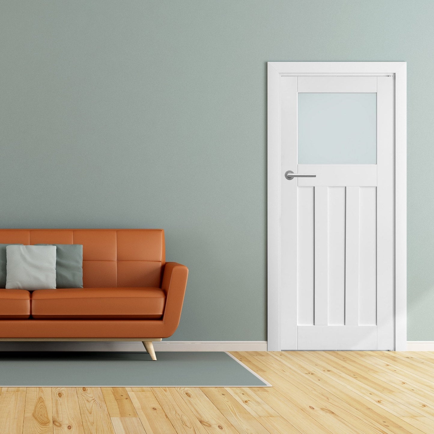 White Internal Primed 1930's DX 3 Panel 1 Light Obscure Glass Made-to-Measure Door (120492)