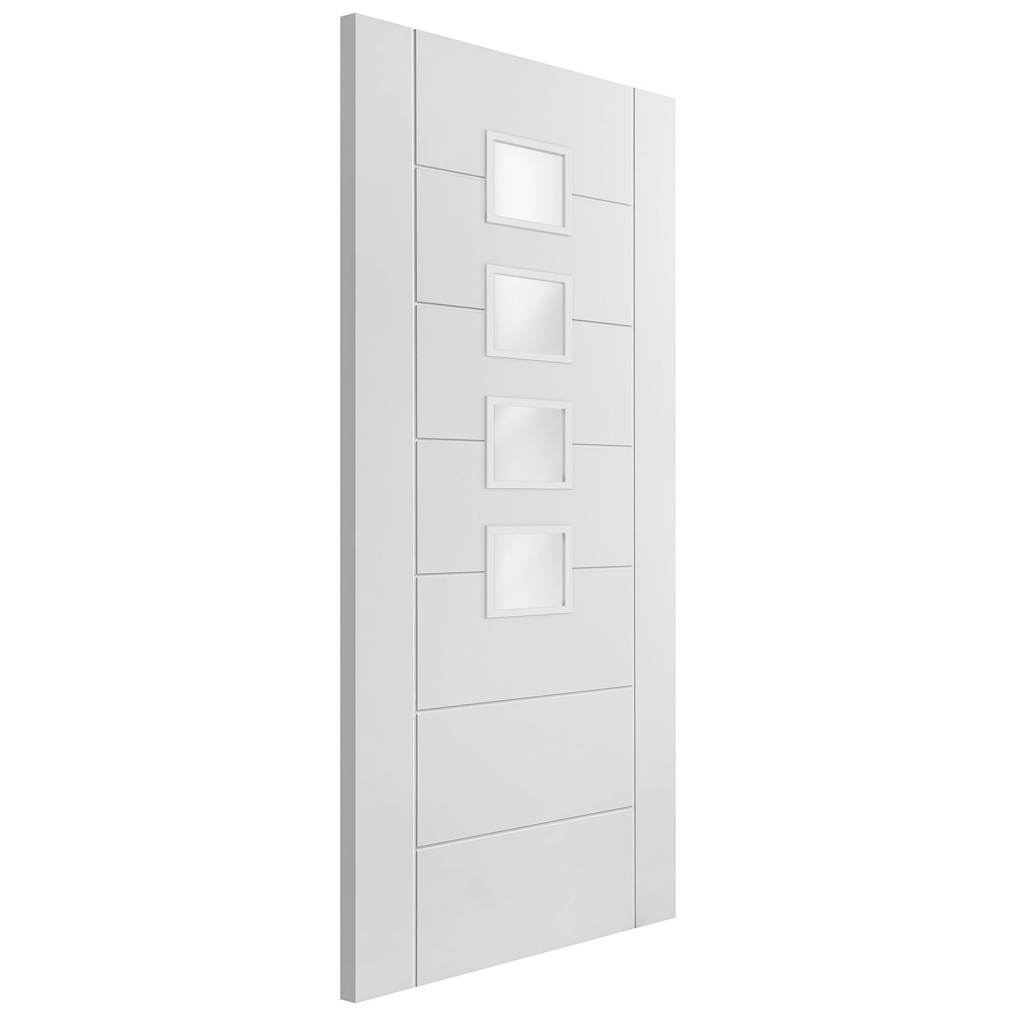 White Internal Primed Pedrena 7 Panel 4 Light Obscure Glass Made-to-Measure Door (120520)