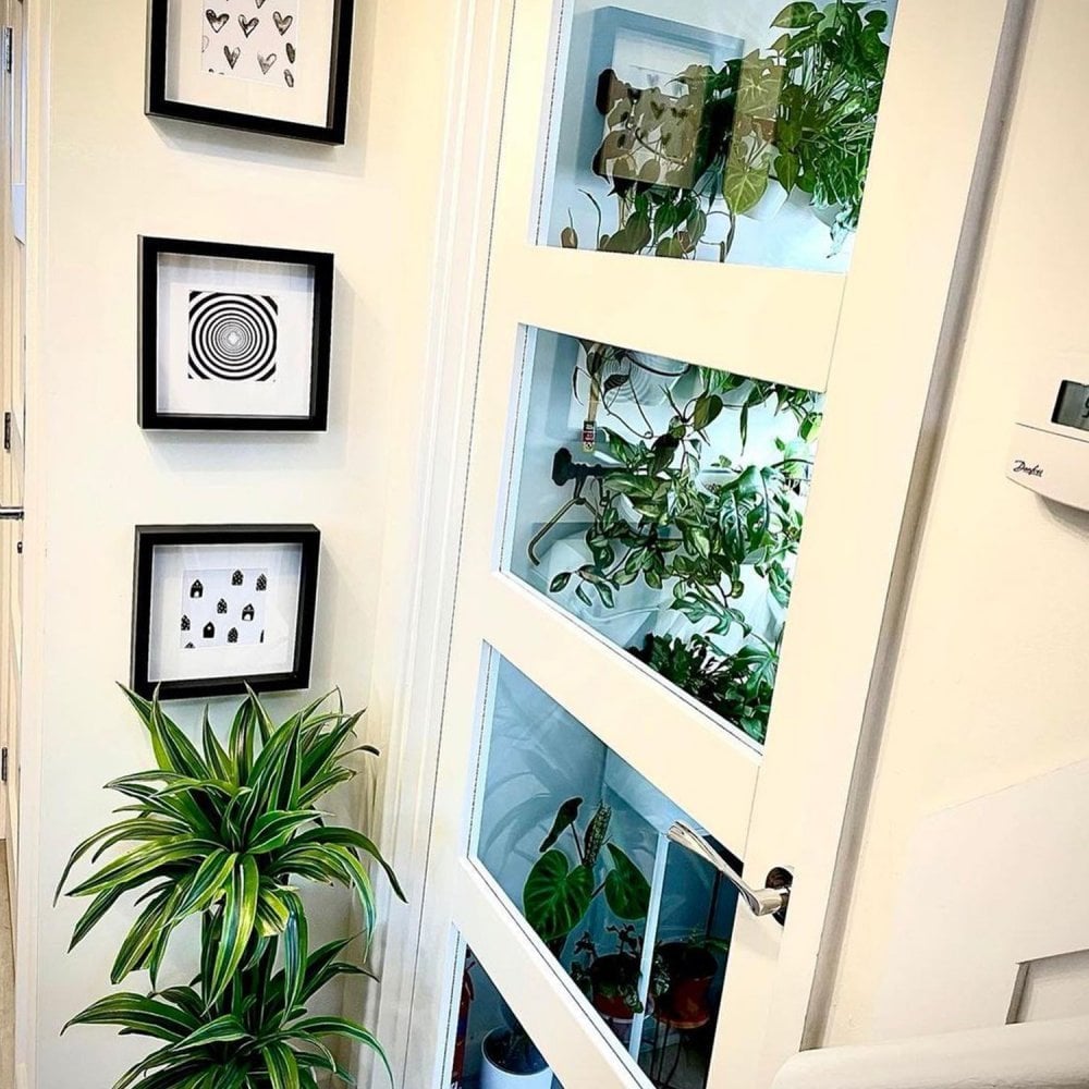 White Internal Primed Shaker 4 Light Clear Glass Made-to-Measure Door (120522)