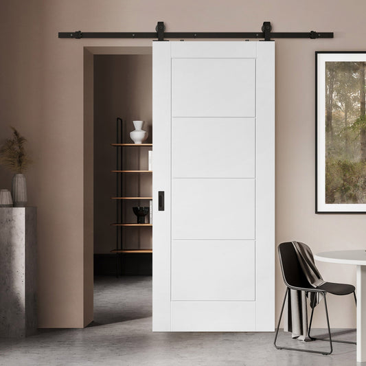 White Moulded Internal Lifestyle Ladder Sliding Door - Black Top Mounted (120783)