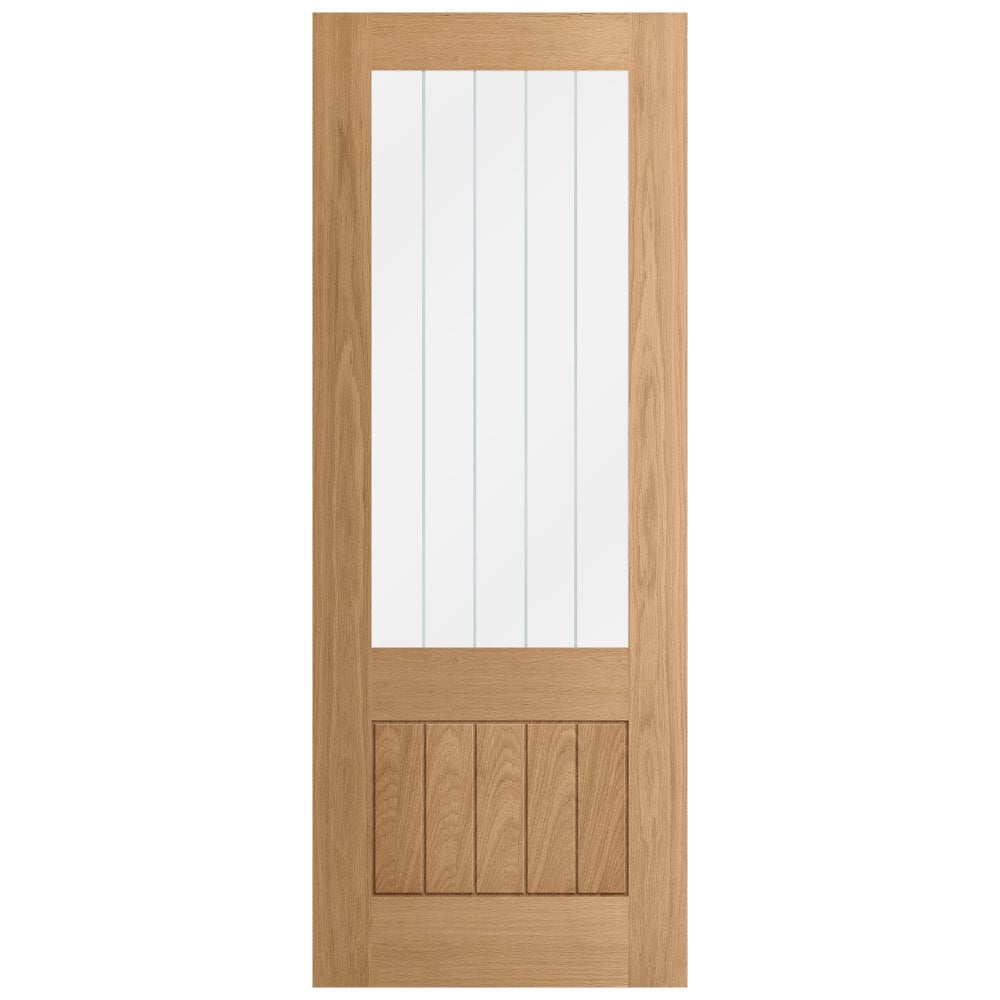 Oak Internal Unfinished Farley 1 Panel 1 Light Obscure Lined Clear Glass Door (105878)