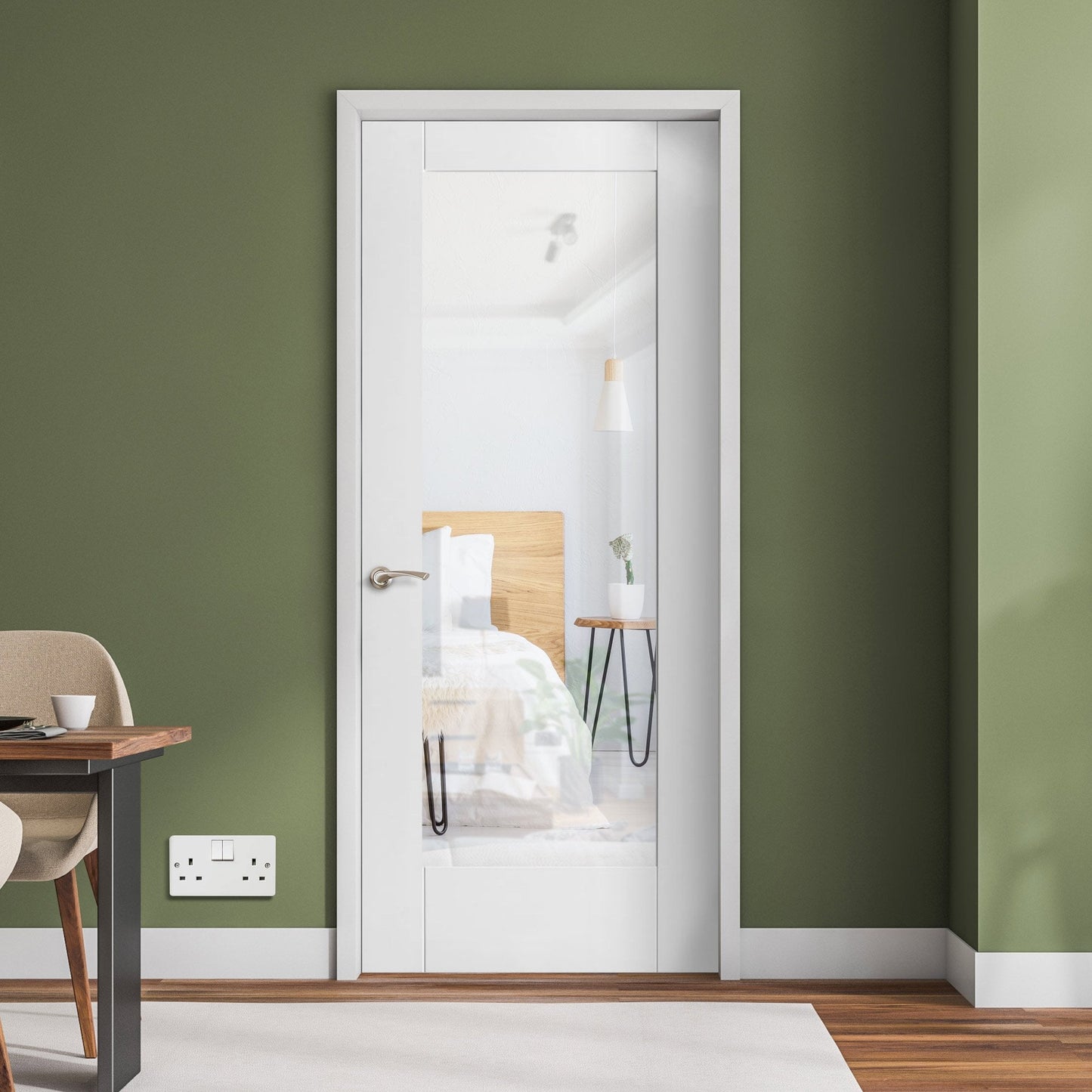 White Internal Primed Pattern 10 Clear Glass Door (51770)