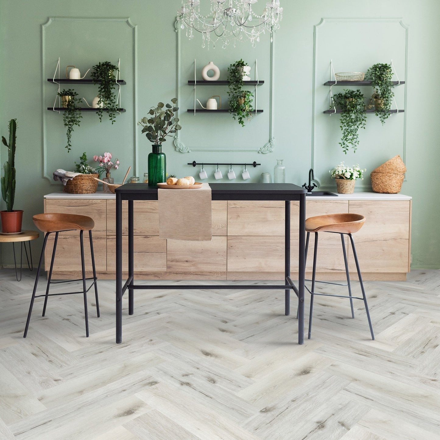 Liberty Floors | 5.5mm Herringbone White Rock Oak Engineered Sample - SKU-305108 - SPC-HB-005
