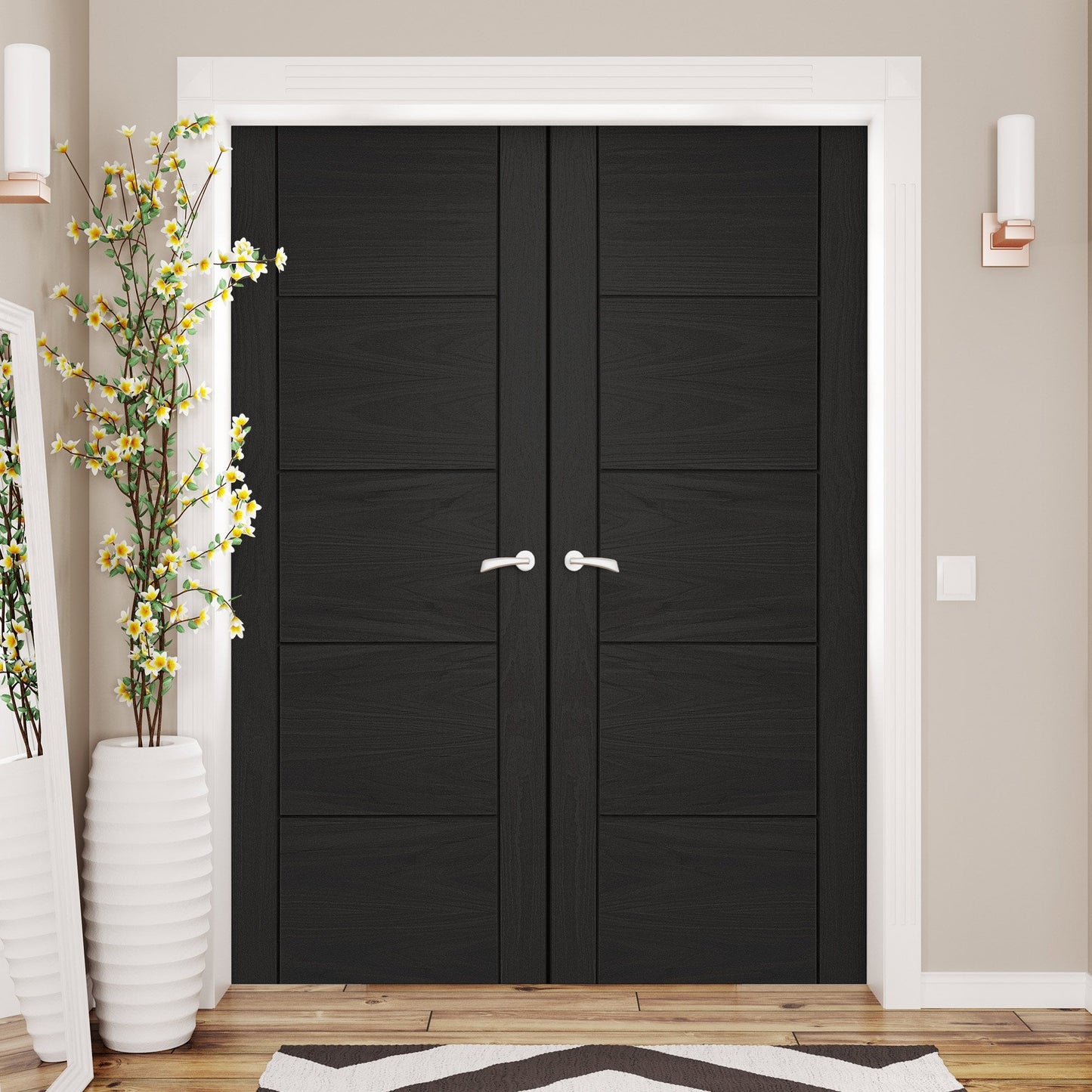 Internal Black Fully Finished Oak Parma Door Pair Door (121320)