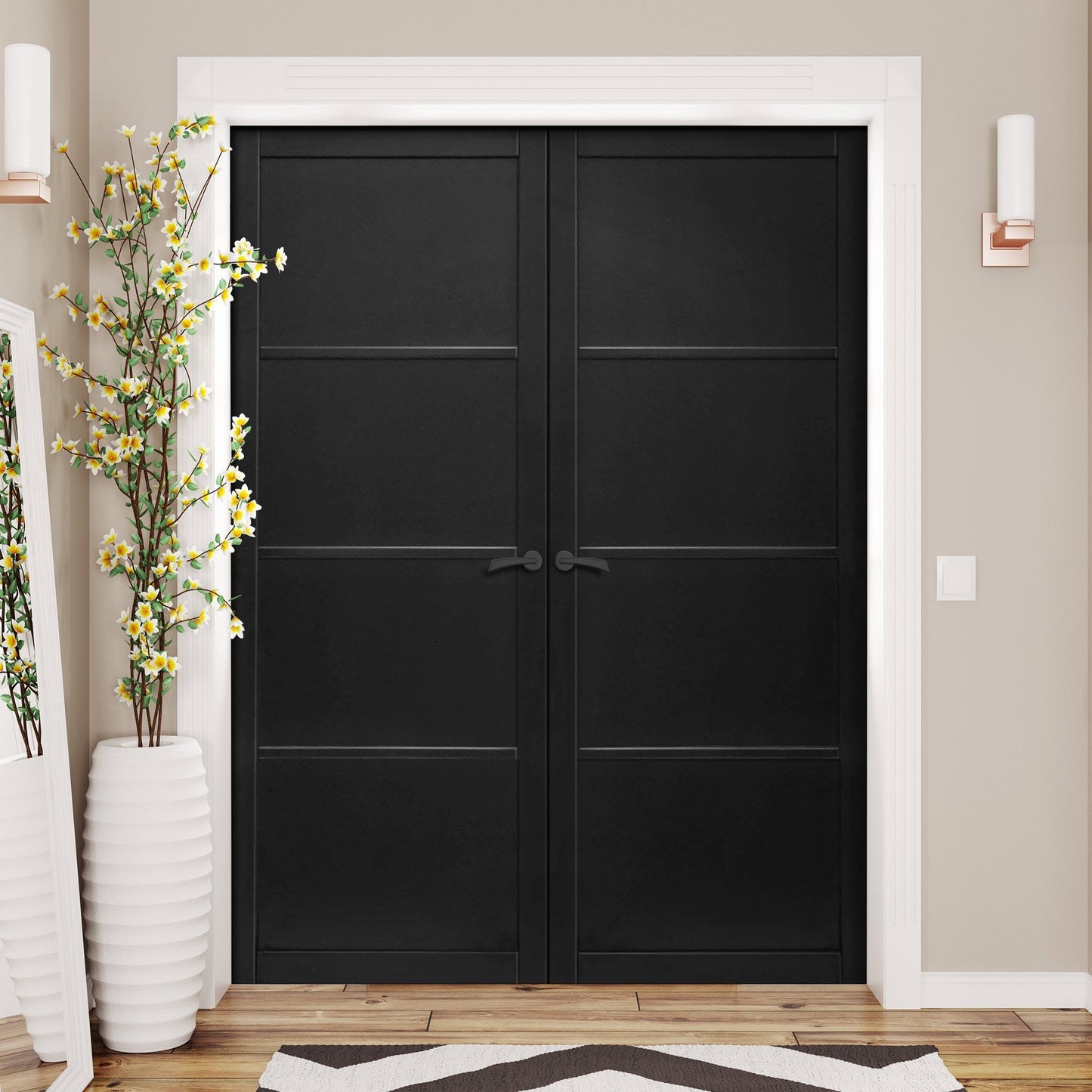 Internal Primed Industrial 2.0 Lifestyle 4 Panel Pair Door (121326)