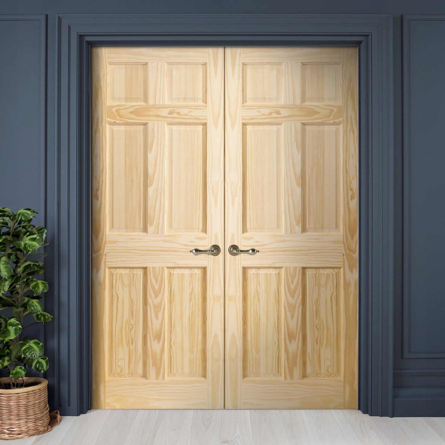 Internal Clear Pine Unfinished 6 Panel Pair Door (121338)